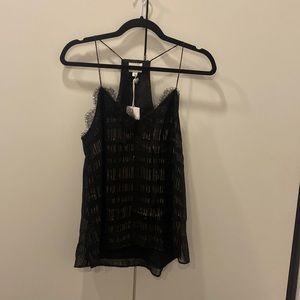 CAMI NYC black with gold silk tank. Size small with tags.